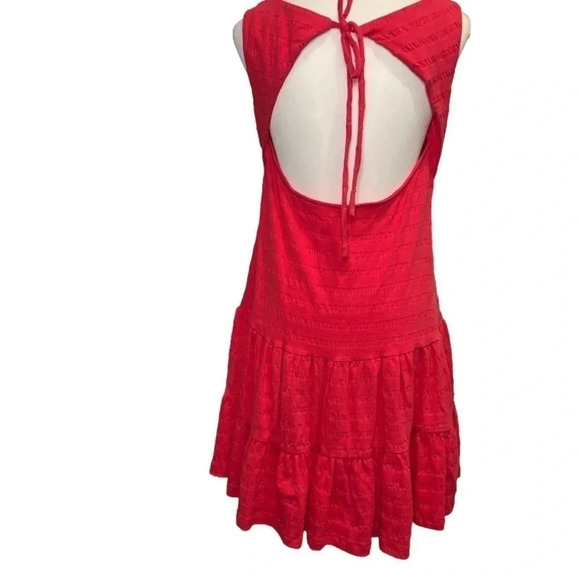 NWT! Anthropologie Open Back Flounced Tank Dress in Coral. Small - Picture 5 of 6
